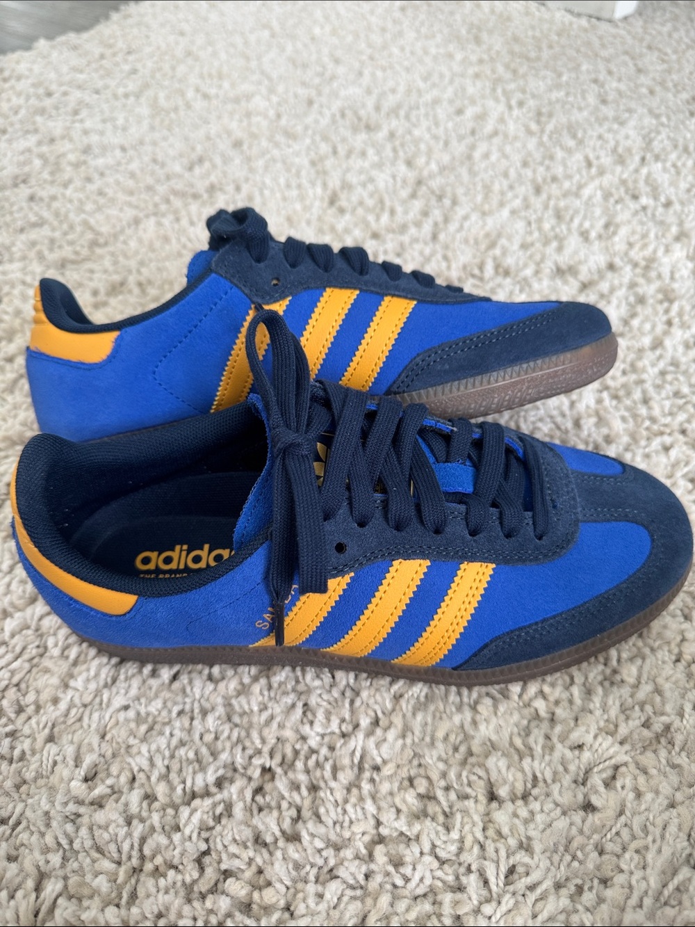 adidas Samba Low-Profile Sneakers in Blue and Yellow
